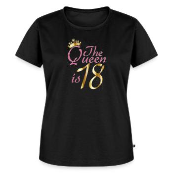 The Queen is 18 in Pink - Frauen Premium Bio T-Shirt - Schwarz - Vorne - Selfina (174cm)