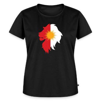 Yezidische Flagge Löwe Jesiden Yeziden Ezidxan - Frauen Premium Bio T-Shirt - Schwarz - Vorne - Selfina (174cm)