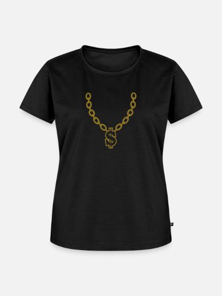 Kette mit Dollarzeichen - Frauen Premium Bio T-Shirt - Schwarz