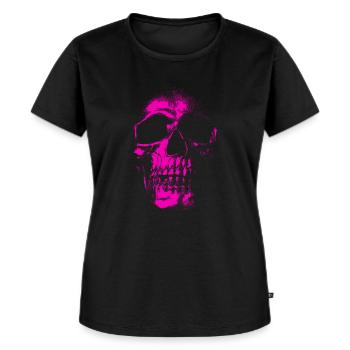 Schädel Skelett Skull in neon pink - Frauen Premium Bio T-Shirt - Schwarz - Vorne - Selfina (174cm)
