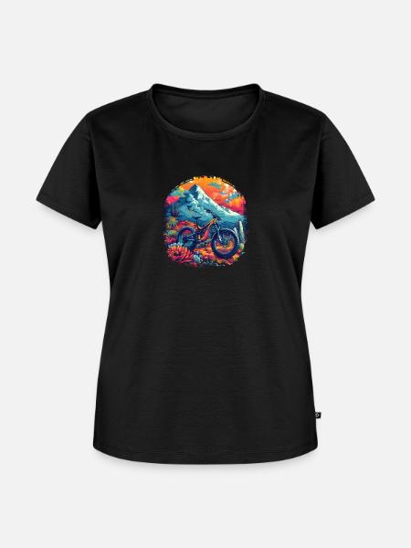 Mountainbike Retrowave - Frauen Premium Bio T-Shirt - Schwarz