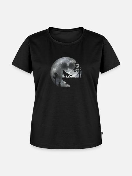 Wolf im Mondlicht - Frauen Premium Bio T-Shirt - Schwarz