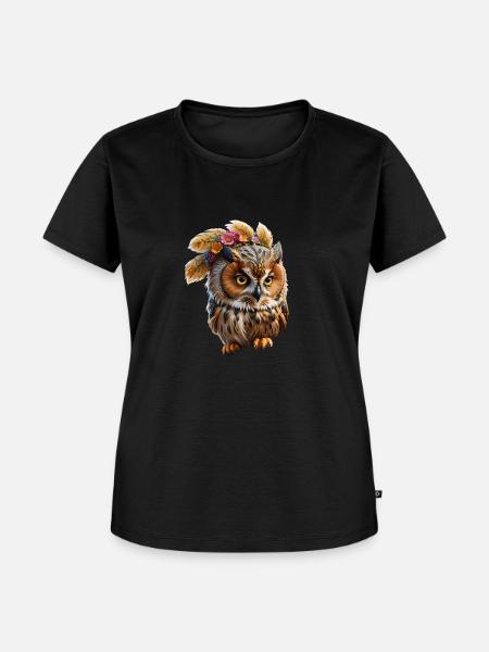 Kleine süße Eule - Frauen Premium Bio T-Shirt - Schwarz