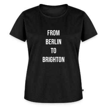 Berlin Brighton T Shirt - Frauen Premium Bio T-Shirt - Schwarz - Vorne - Selfina (174cm)