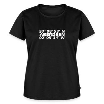 Aberdeen Koordinaten - Frauen Premium Bio T-Shirt - Schwarz - Vorne - Selfina (174cm)