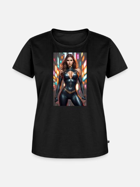 Anime Superheldin - Frauen Premium Bio T-Shirt - Schwarz
