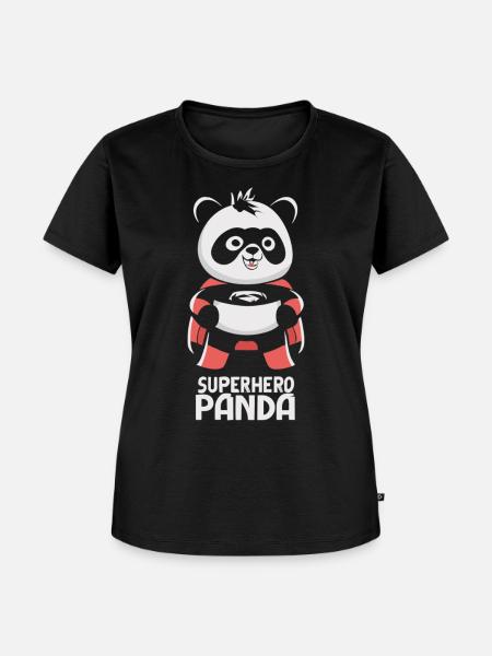 Superhelden Panda - Frauen Premium Bio T-Shirt - Schwarz