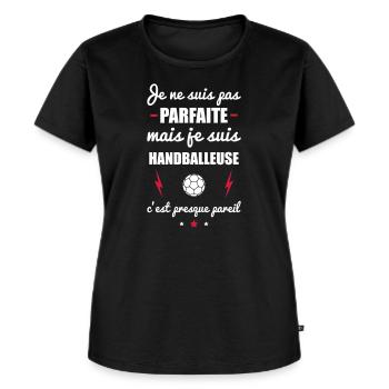 pas parfaite handball, idée cadeau handballeuse - T-shirt Premium bio Femme - noir - Devant - Selfina (174cm)