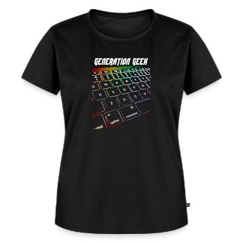 GENERATION GEEK - Frauen Premium Bio T-Shirt - Schwarz - Vorne - Selfina (174cm)
