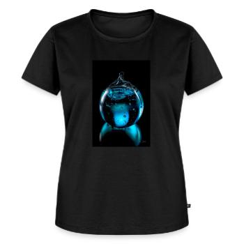 Tropfen cyan 6 - Frauen Premium Bio T-Shirt - Schwarz - Vorne - Selfina (174cm)