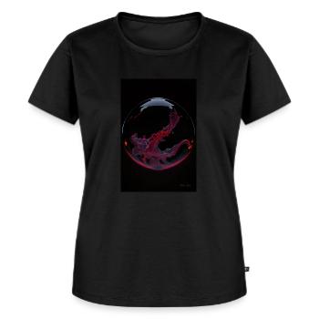Kaos in einer Blase rot4 - Frauen Premium Bio T-Shirt - Schwarz - Vorne - Selfina (174cm)