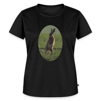 Field hare in the Easter egg - Women's Premium Organic T-shirt - black - Front - Selfina (174cm)