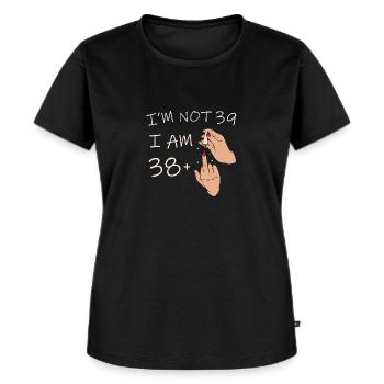 Ik ben geen 39, ik ben 38 plus 1 middelvinger, 39e - Vrouwen Premium Bio T-shirt - zwart - Voor - Selfina (174cm)
