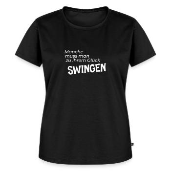 Zum Glück swingen - Frauen Premium Bio T-Shirt - Schwarz - Vorne - Selfina (174cm)