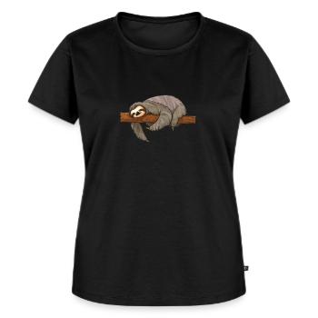 Offizielles Schlafshirt mit einem Faultier auf Ast - Frauen Premium Bio T-Shirt - Schwarz - Vorne - Selfina (174cm)