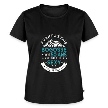 50 ans anniversaire homme pour amoureux - T-shirt Premium bio Femme - noir - Devant - Selfina (174cm)
