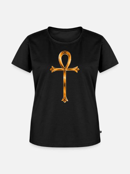 Golden Ankh - Frauen Premium Bio T-Shirt - Schwarz