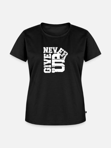 Never Give Up - Frauen Premium Bio T-Shirt - Schwarz