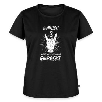ENDLICH 3 - 3. Geburtstag - Frauen Premium Bio T-Shirt - Schwarz - Vorne - Selfina (174cm)