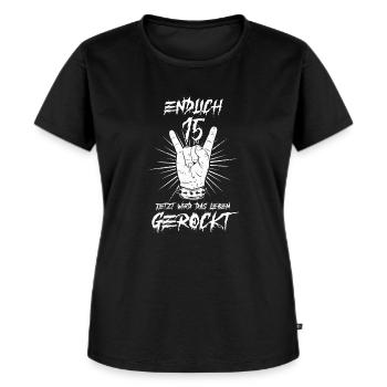 ENDLICH 15 - 15. Geburtstag - Frauen Premium Bio T-Shirt - Schwarz - Vorne - Selfina (174cm)