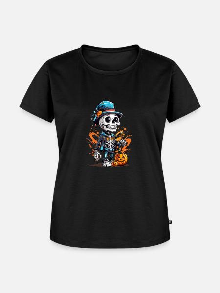 Halloween Skelet - Frauen Premium Bio T-Shirt - Schwarz
