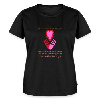 A-Z court poème. Pour les amoureux et l’amour lui-même - T-shirt Premium bio Femme - noir - Devant - Selfina (174cm)