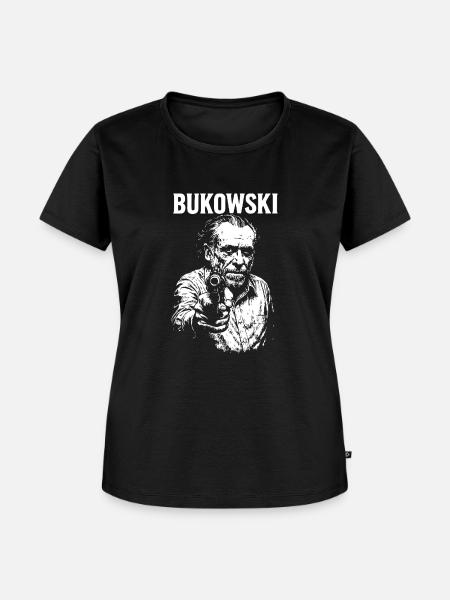 Charles Bukowski mit einer Waffe - Frauen Premium Bio T-Shirt - Schwarz
