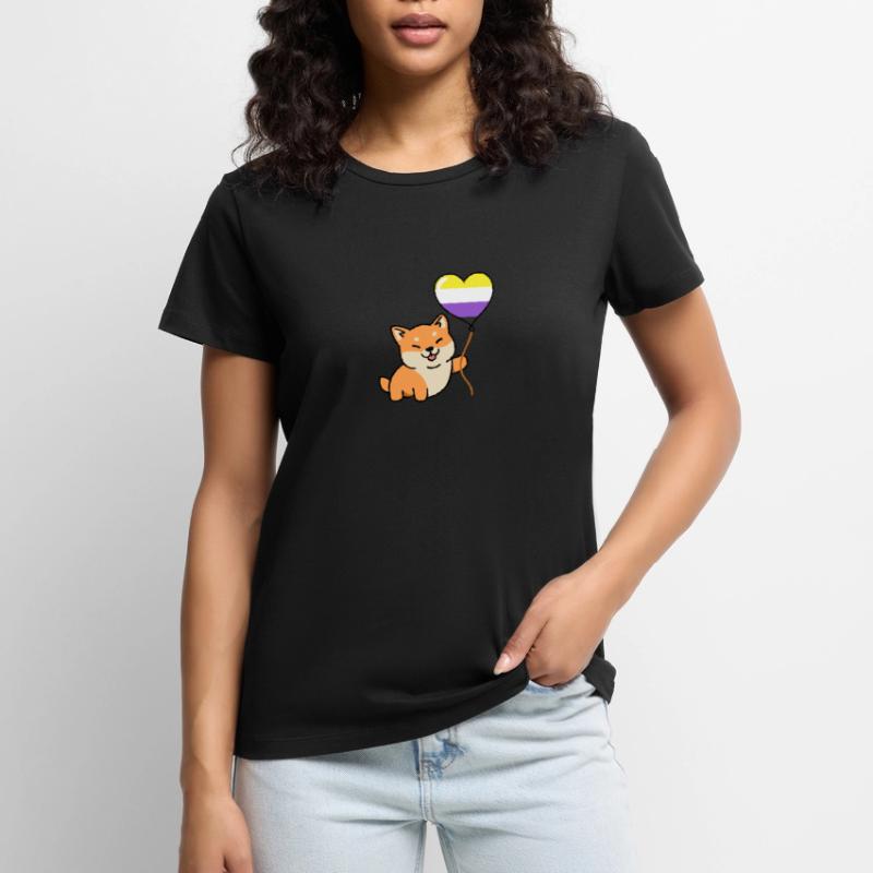 Shiba Inu Nonbinary Pride Ballon Nonbinary Pride T-shirt Premium bio Femme