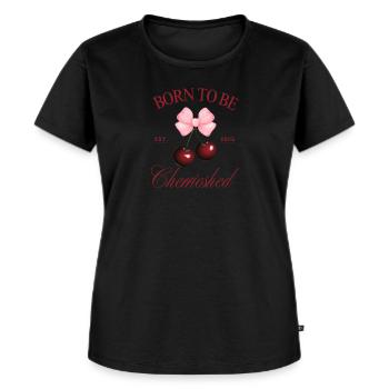 Born to Be Cherrished – Coquette Cherry Bow - T-shirt Premium bio Femme - noir - Devant - Selfina (174cm)