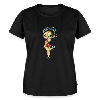 Rockabella,Rockabilly,Bella,Bello,Betty,Girl,Comik - Frauen Premium Bio T-Shirt - Schwarz - Vorne - Selfina (174cm)