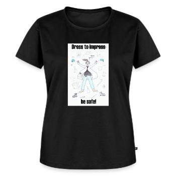 Wie man sich im Labor kleiden sollte - Frauen Premium Bio T-Shirt - Schwarz - Vorne - Selfina (174cm)
