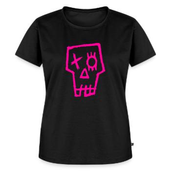 Totenkopf Pink - Frauen Premium Bio T-Shirt - Schwarz - Vorne - Selfina (174cm)