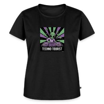 Techno Tourist Alien DJ Rave EDM Festival Outfit - Frauen Premium Bio T-Shirt - Schwarz - Vorne - Selfina (174cm)