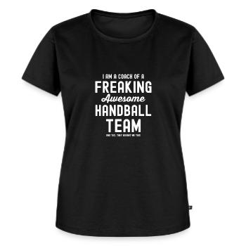 Handball Coach Trainer Geschenk - Frauen Premium Bio T-Shirt - Schwarz - Vorne - Selfina (174cm)