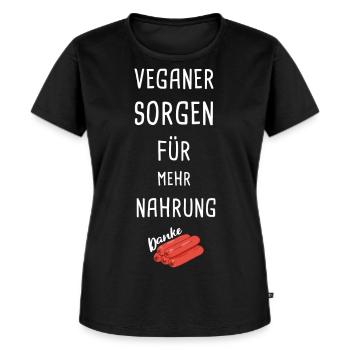 Veganer Danke - Frauen Premium Bio T-Shirt - Schwarz - Vorne - Selfina (174cm)