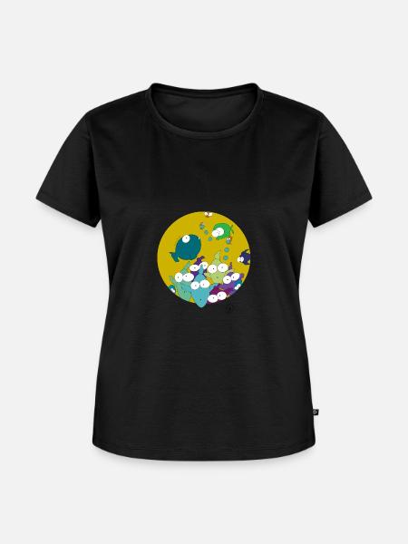 Fische beobachten Dich - Frauen Premium Bio T-Shirt - Schwarz