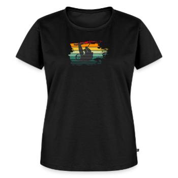 Retro Faultier Vintage Geschenk - Frauen Premium Bio T-Shirt - Schwarz - Vorne - Selfina (174cm)