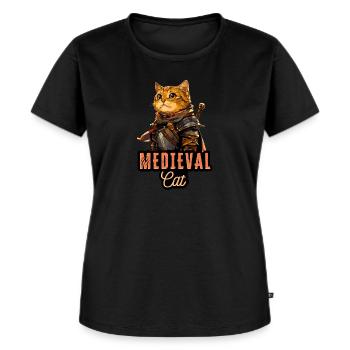 Medieval Cat: Armored Warrior Kitten - Women's Premium Organic T-shirt - black - Front - Selfina (174cm)