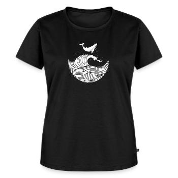 Wal und Welle - Frauen Premium Bio T-Shirt - Schwarz - Vorne - Selfina (174cm)