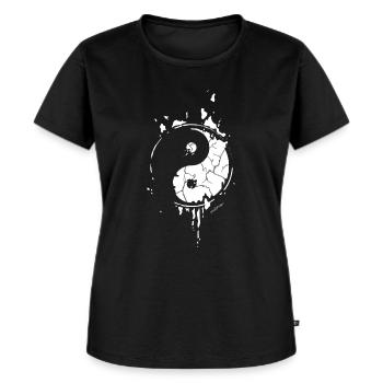 YIN YANG - WEISS - Frauen Premium Bio T-Shirt - Schwarz - Vorne - Selfina (174cm)