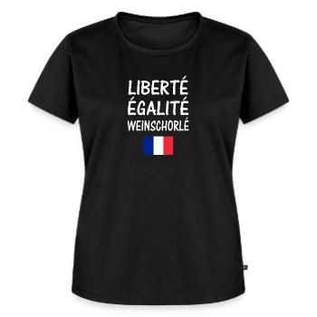 Liberte Egalite Weinschorle Frankreich - Frauen Premium Bio T-Shirt - Schwarz - Vorne - Selfina (174cm)