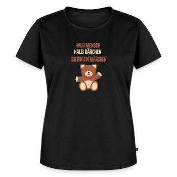 Halb Mensch Halb Bärchen Ich Bin Ein Märchen - Frauen Premium Bio T-Shirt - Schwarz - Vorne - Selfina (174cm)