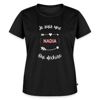 Je suis une Nadia qui déchire - T-shirt Premium bio Femme - noir - Devant - Selfina (174cm)