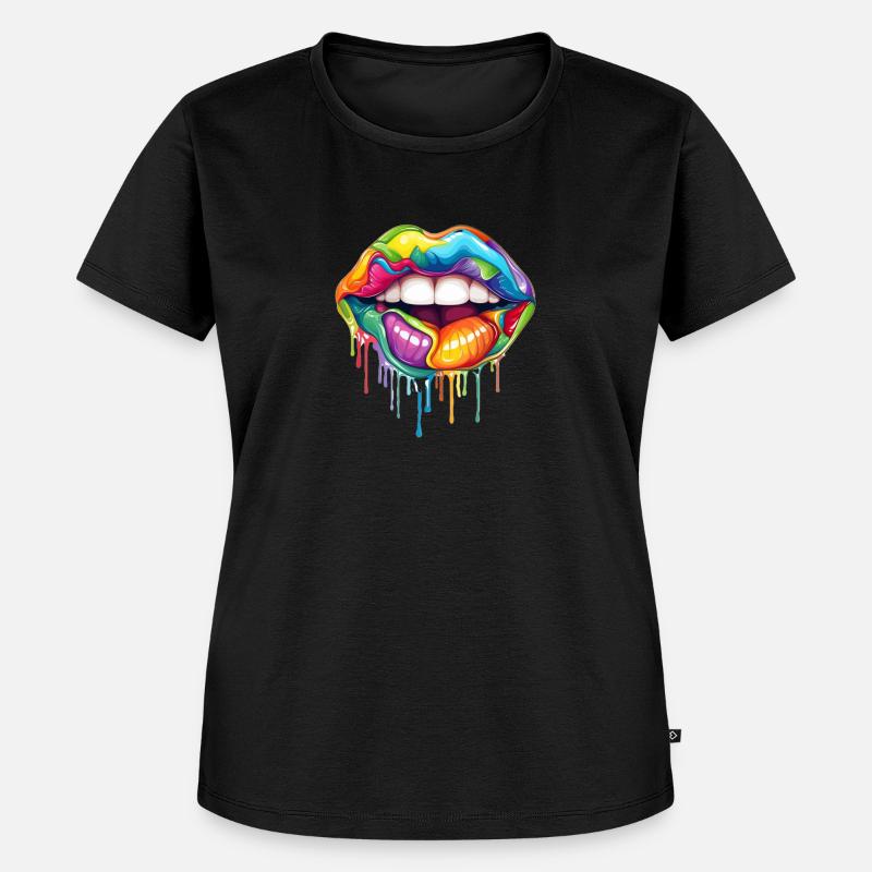 Rainbow Lips - Women's Premium Organic T-shirt - black
