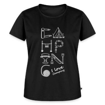 i love Camping ich liebe Zelten Sommer Dauercamper - Frauen Premium Bio T-Shirt - Schwarz - Vorne - Selfina (174cm)