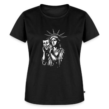 Freiheitsstatue mit Maske - Frauen Premium Bio T-Shirt - Schwarz - Vorne - Selfina (174cm)