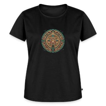 Inca, Aztec, Mayan Coin, Symbol, Artwork - Women's Premium Organic T-shirt - black - Front - Selfina (174cm)