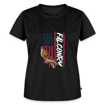 Falconry Ornithology Gift - Women's Premium Organic T-shirt - black - Front - Selfina (174cm)