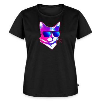 Cool Cat from the 80's - Frauen Premium Bio T-Shirt - Schwarz - Vorne - Selfina (174cm)