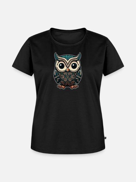 Eule im Cartoon Style 2 - Frauen Premium Bio T-Shirt - Schwarz